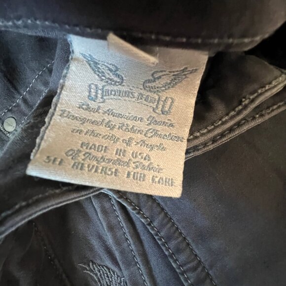 Robins Jean Vintage Womens 31 Rock N Roll Grey Jeans Cross Angel Embroidery - Picture 9 of 14